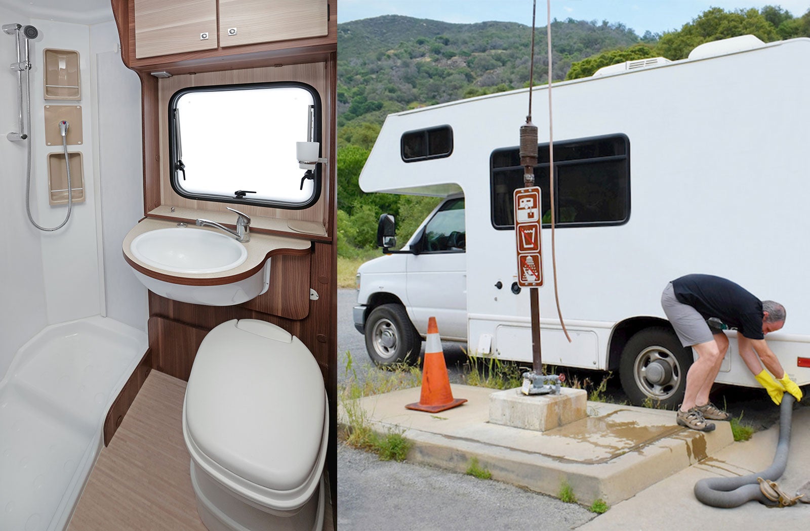 Portable RV/camper toilet and holding tank setup in Independence, Missouri